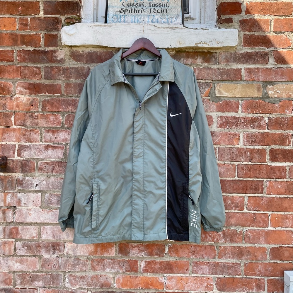 Vintage 90s Nike Olive Green Windbreaker Jacket Size Medium (33)